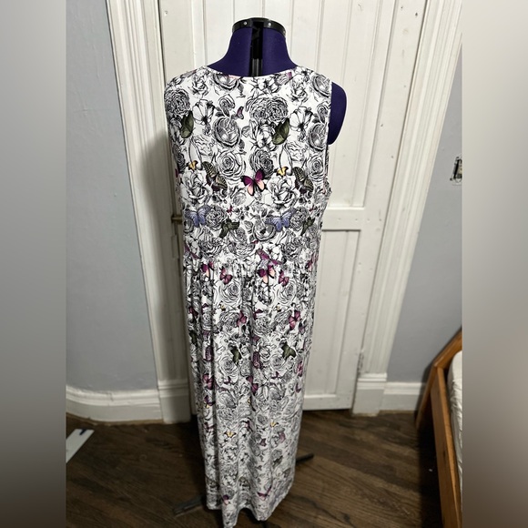 2X CJ Banks Black and White with Multicolor Butterflies Sleeveless Dress - Picture 5 of 5